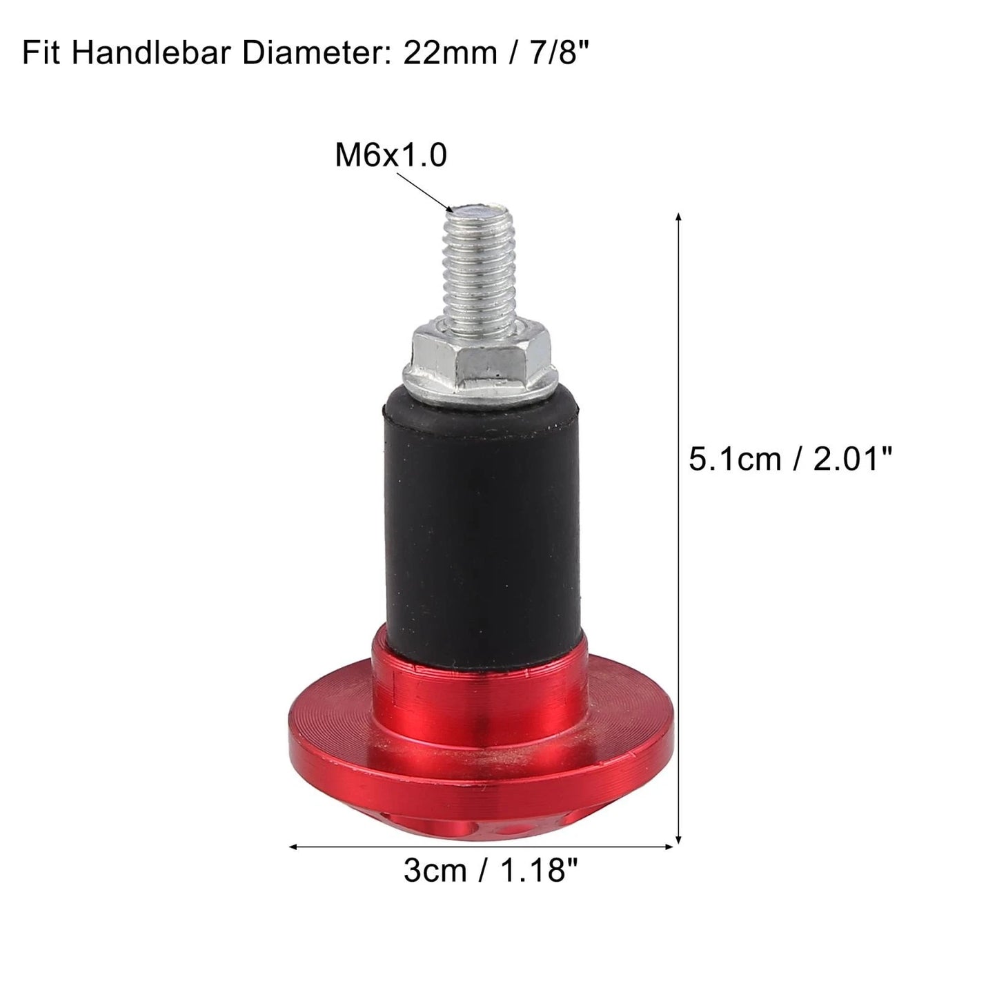 Pair 7/8" 22mm Motorcycle Hand Grips Handlebar End Caps Aluminum Alloy Red