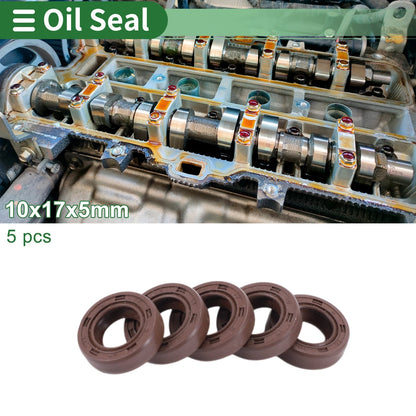 Oil Seal 5 x 10x17x5mm Fluorine Rubber Brown for Make Model
