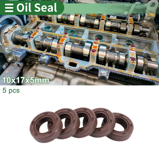 Oil Seal 5 x 10x17x5mm Fluorine Rubber Brown for Make Model