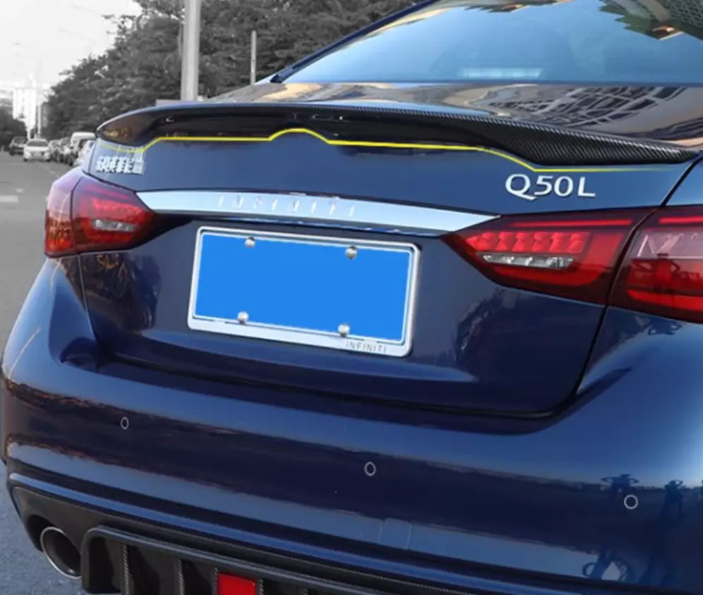 Rear Spoiler OE Style Wing for Infiniti Q50 Sedan Carbon Fiber Look (2014-2024)
