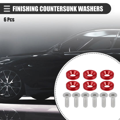 6 x Universal Finishing Countersunk Washers Fasteners for Motorcycle Red