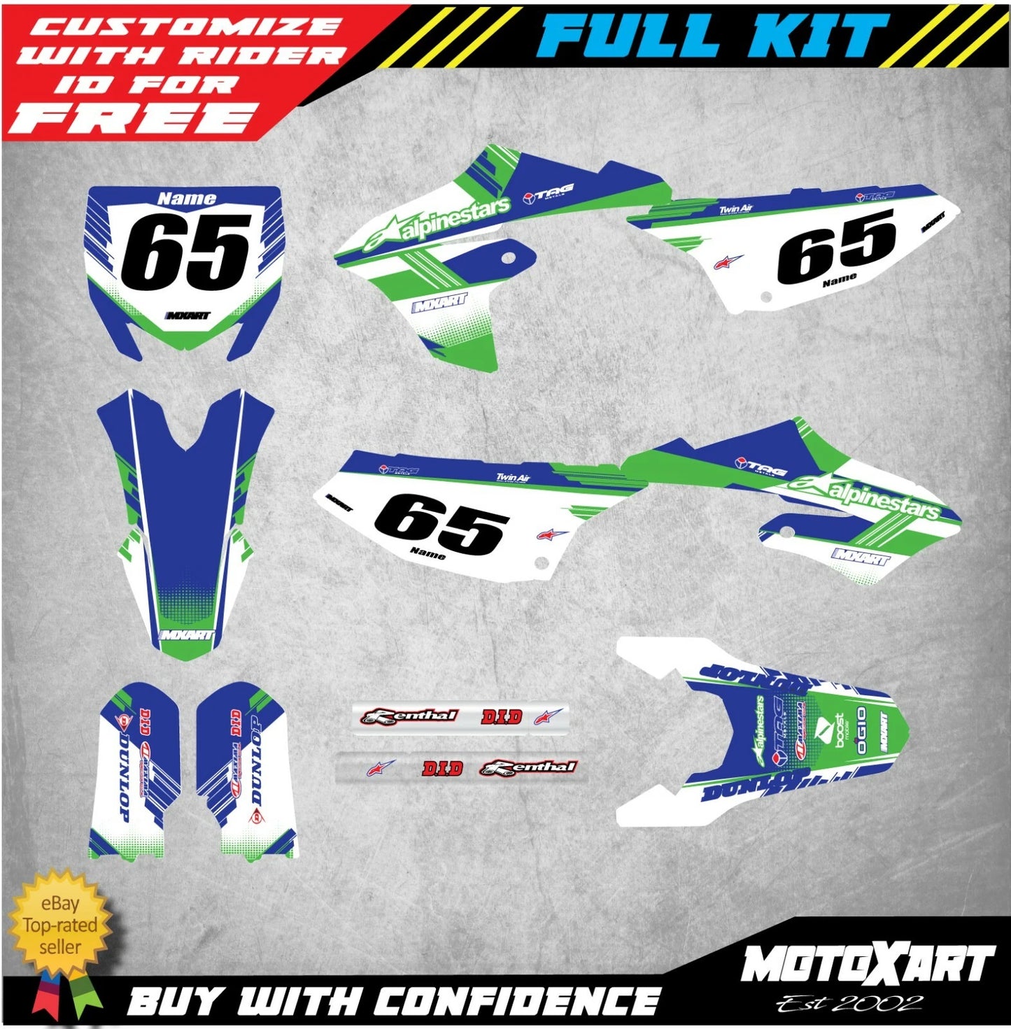 Graphics for Yamaha YZ 65 Full Sticker Kits (2018-2021)