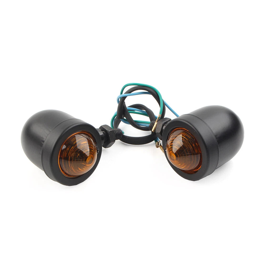 Black Motorcycle Turn Signal Lights for Harley Cafe Racer Bobber Chopper