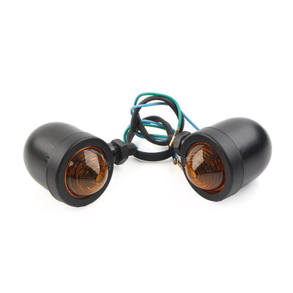 Black Motorcycle Turn Signal Lights for Harley Cafe Racer Bobber Chopper