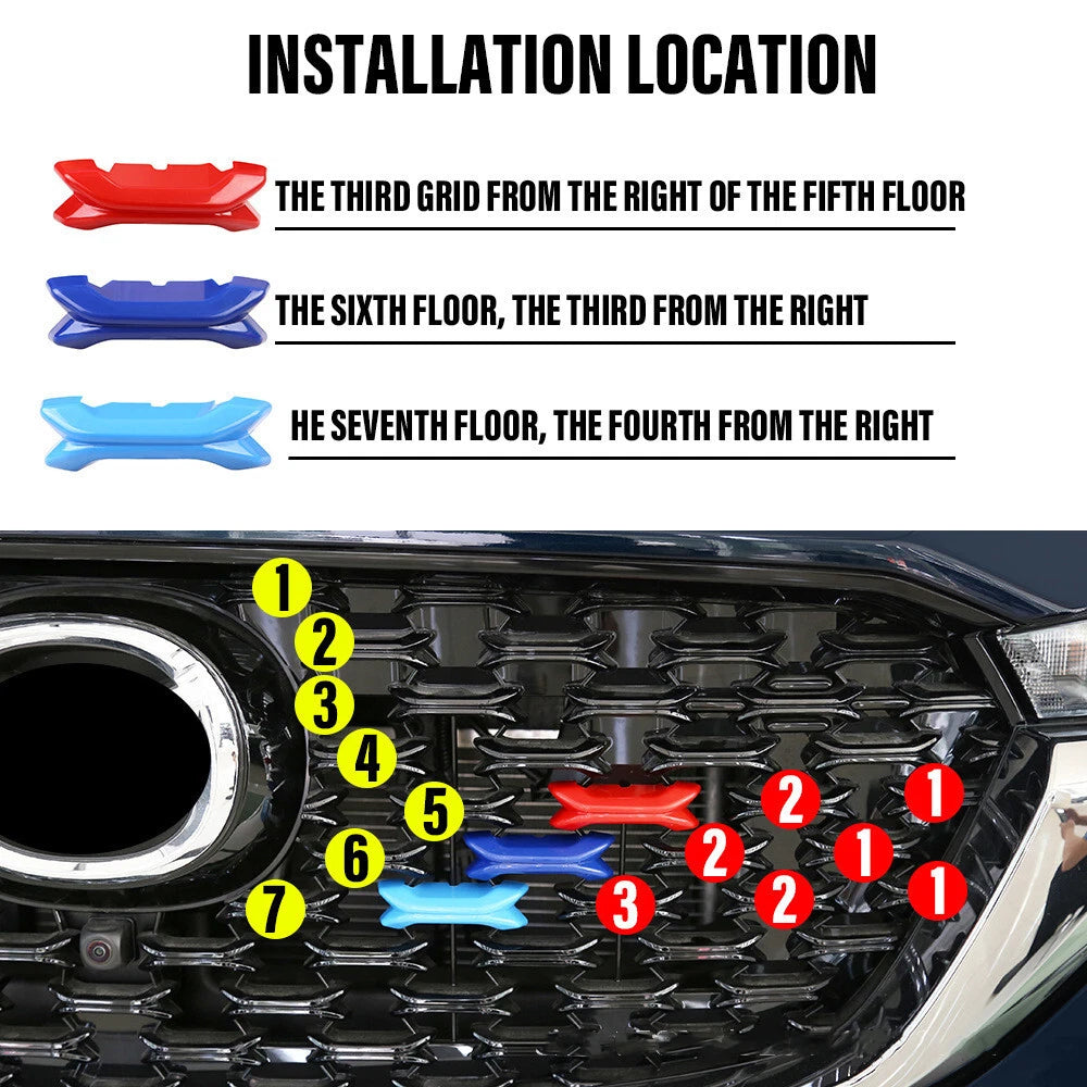 6PCS 3 Colors Front Mesh Grille Decor Cover Trim Mazda CX-5 (2022–2023)