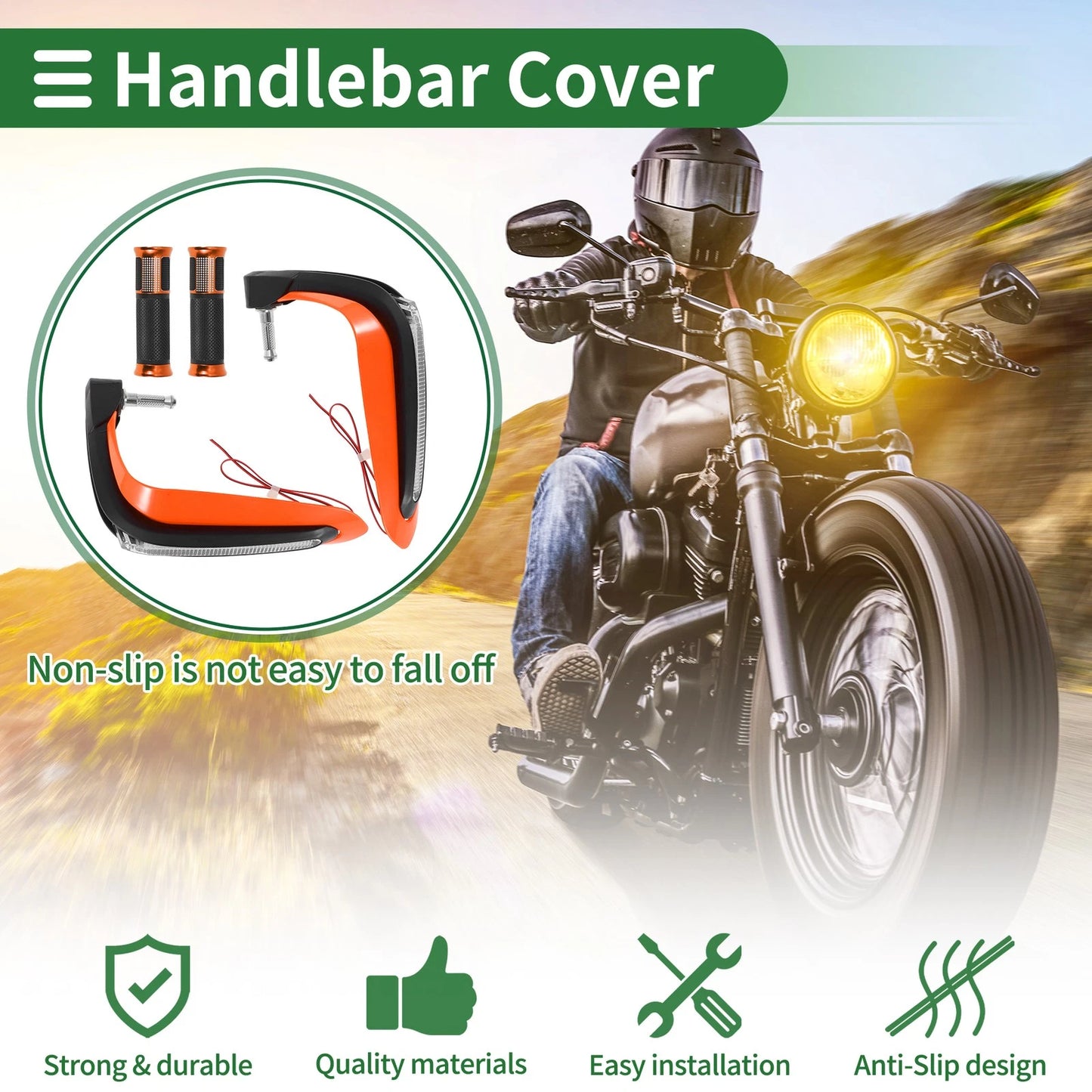Motorcycle Hand Grips Cover Kit Handlebar Aluminum Alloy Orange
