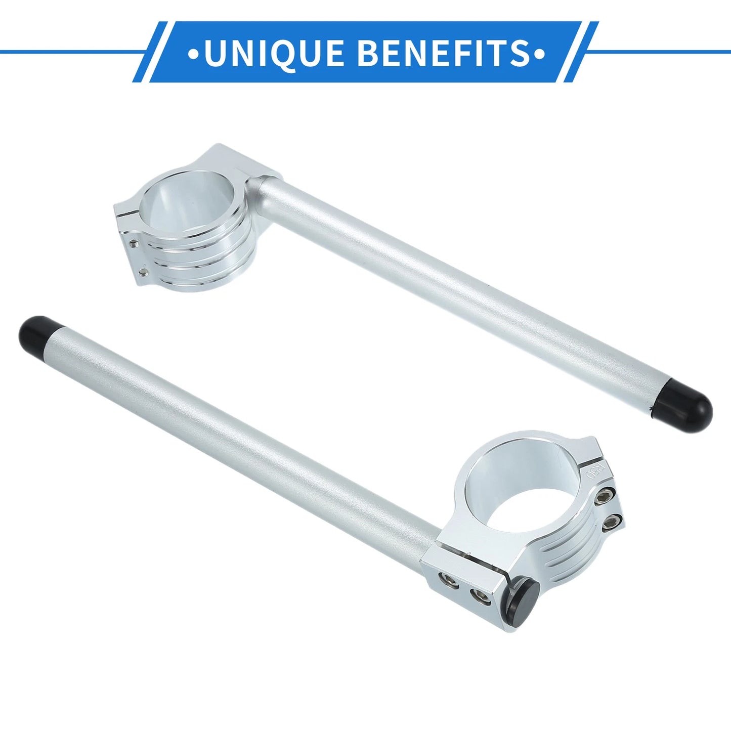 1 Pair 50mm Motorcycle Handlebar for ATV Aluminum Alloy Silver Tone
