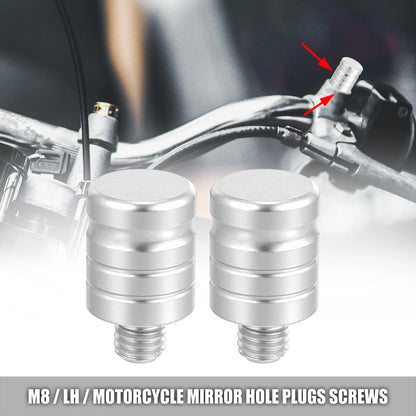 2 x Left Mirror Hole Plug Screws for Motorcycle