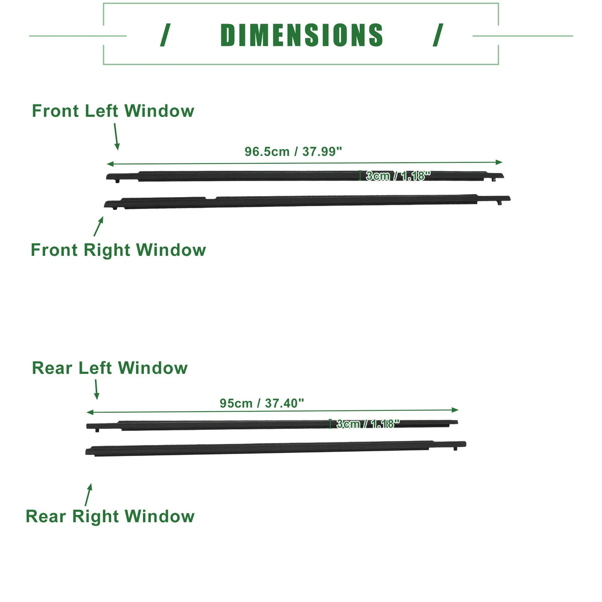 Weatherstrip Window Trim Seal Belt for Toyota  - 1 Set