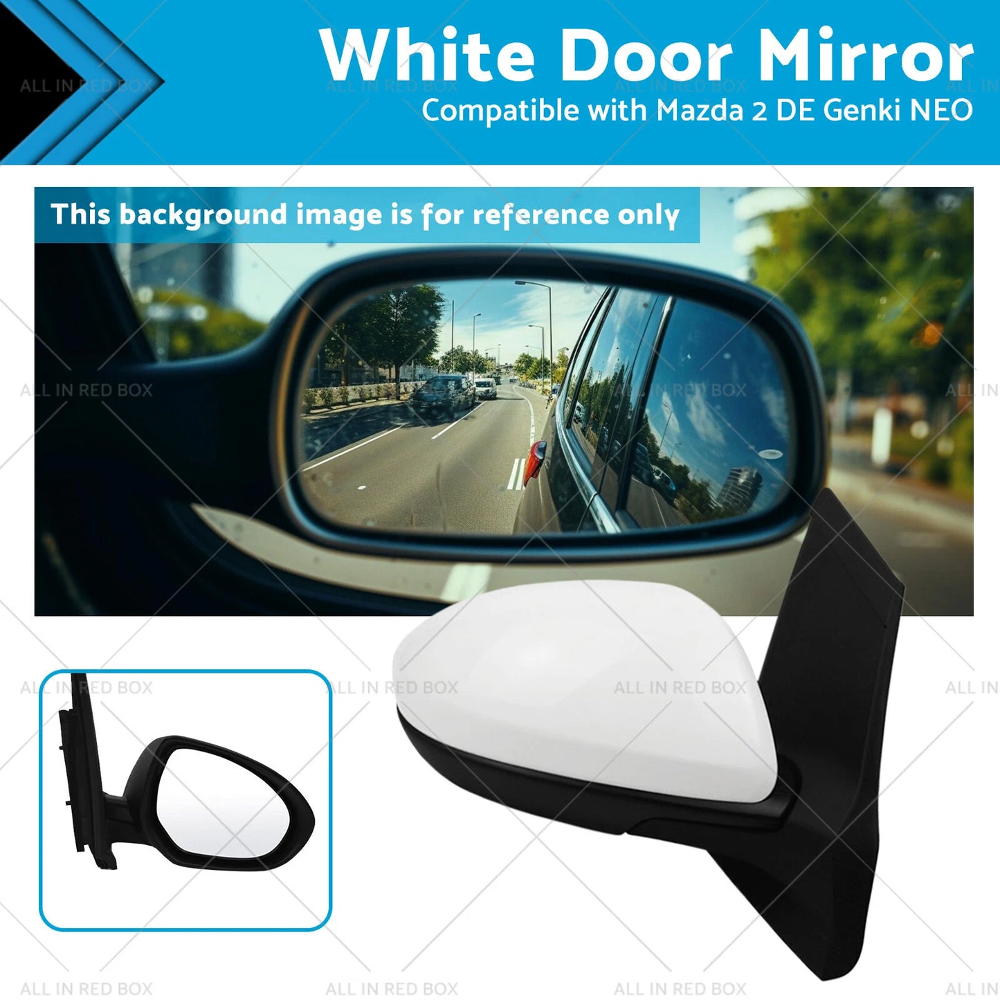 White Door Mirror for Mazda 2 DE Genki NEO MAXX (2007-2014)