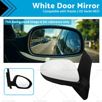White Door Mirror for Mazda 2 DE Genki NEO MAXX (2007-2014)