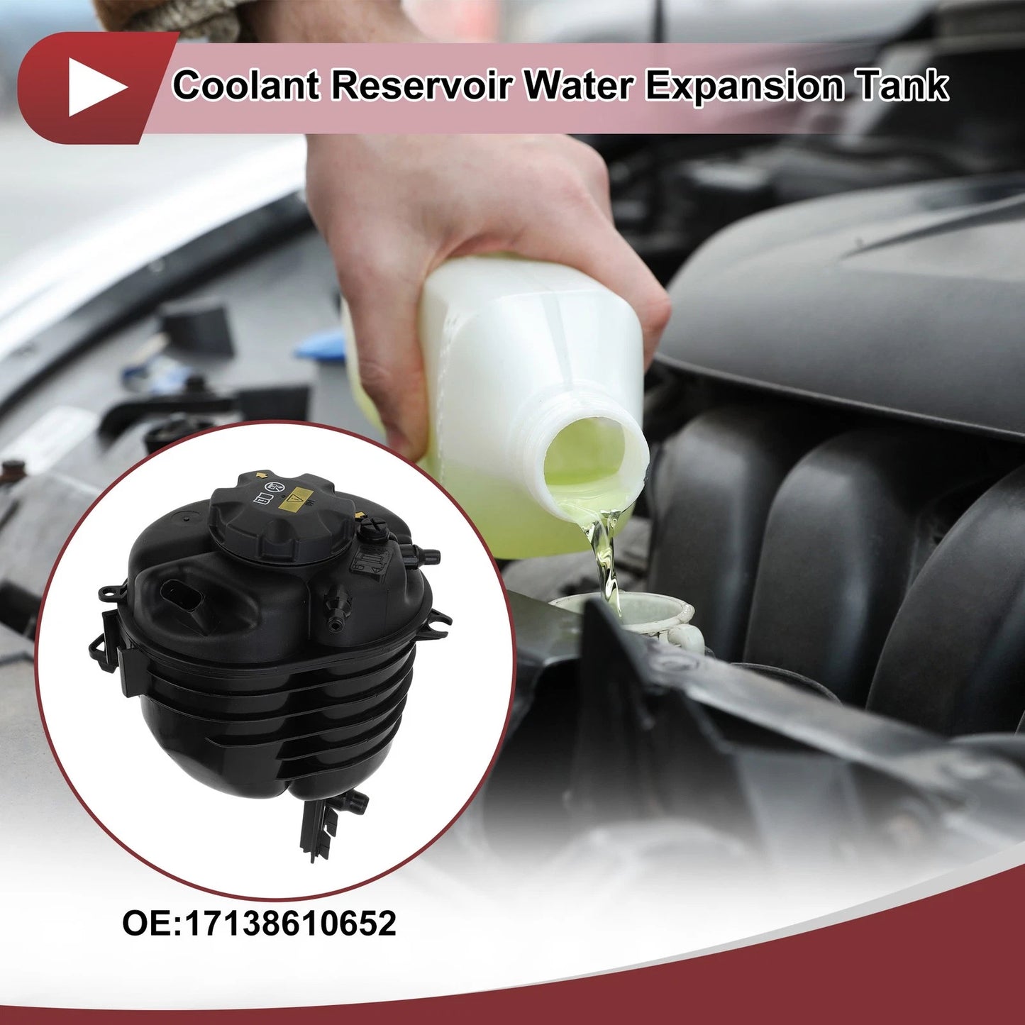 Coolant Expansion Overflow Tank with Cap for BMW 330i (2017-2019)