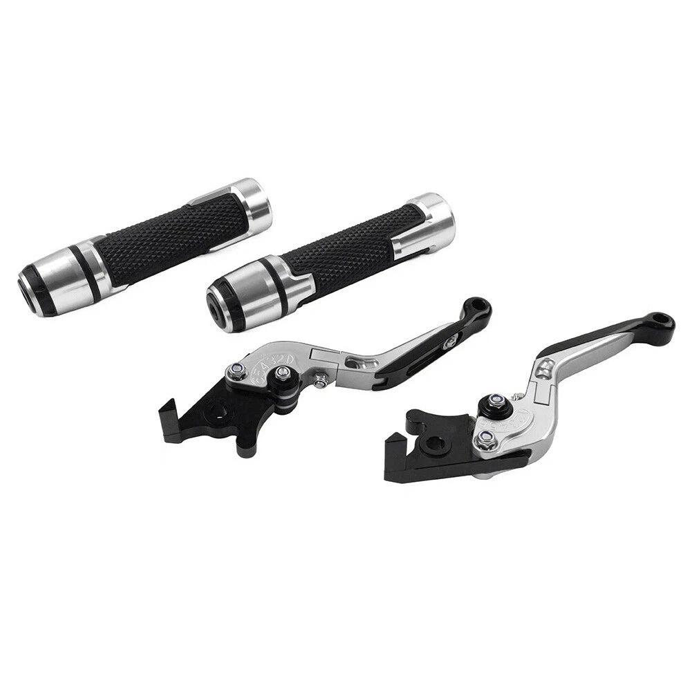 Silver Extendable Brake Clutch Lever Grip Set for Yamaha YZF R1 MT-09 (2015-2023)