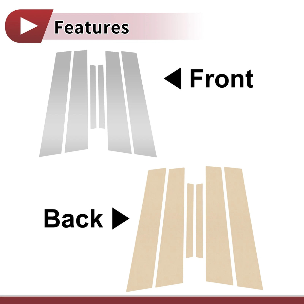 6 x Car Door Pillar Window Trim for Nissan Maxima (2009-2015) Chrome Silver