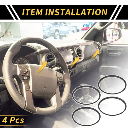 AC Vent Dashboard Decoration Rings for Toyota Tacoma (2016-2021) 4 Pcs Black