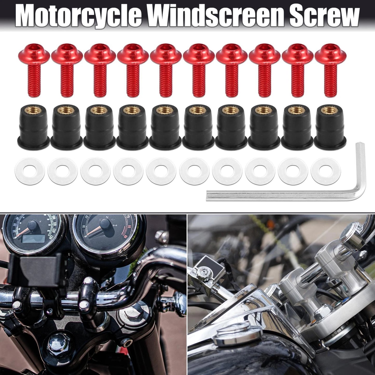 Screws / M5 5mm Windscreen Bolts Red for Motorcycle