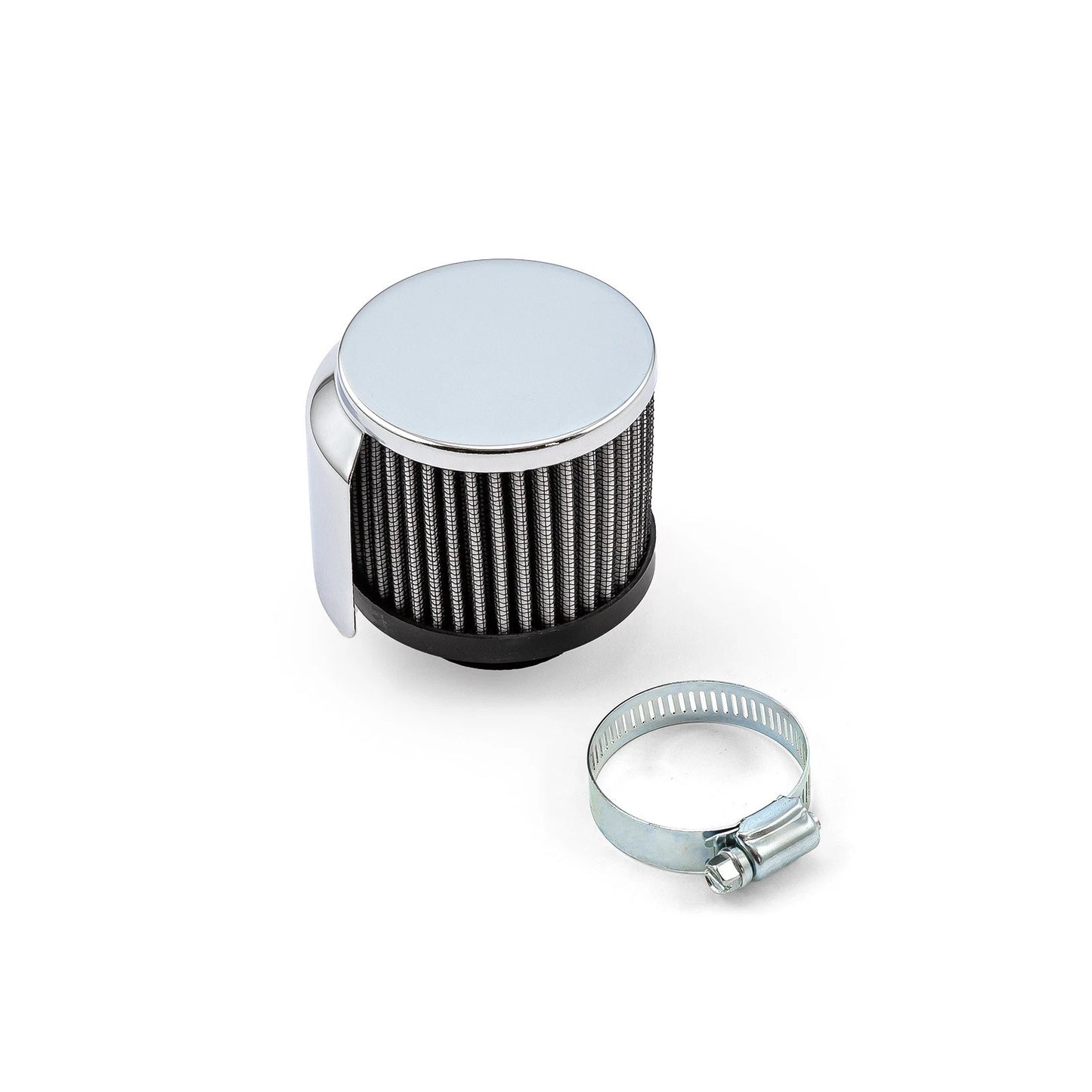 Chrome Valve Cover Breather Filter w/Hood 1 3/8" Clamp On for Car Model