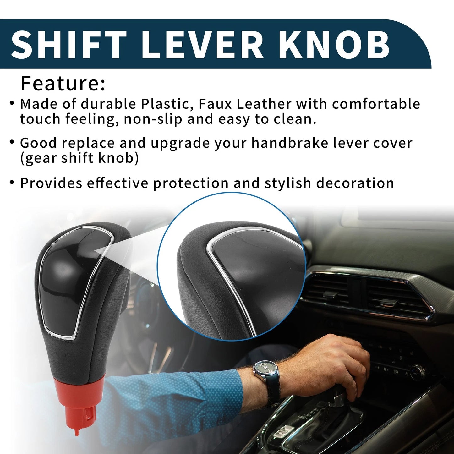 Automatic Gear Shift Knob for Ford Kuga (2008-2012) Black Faux Leather