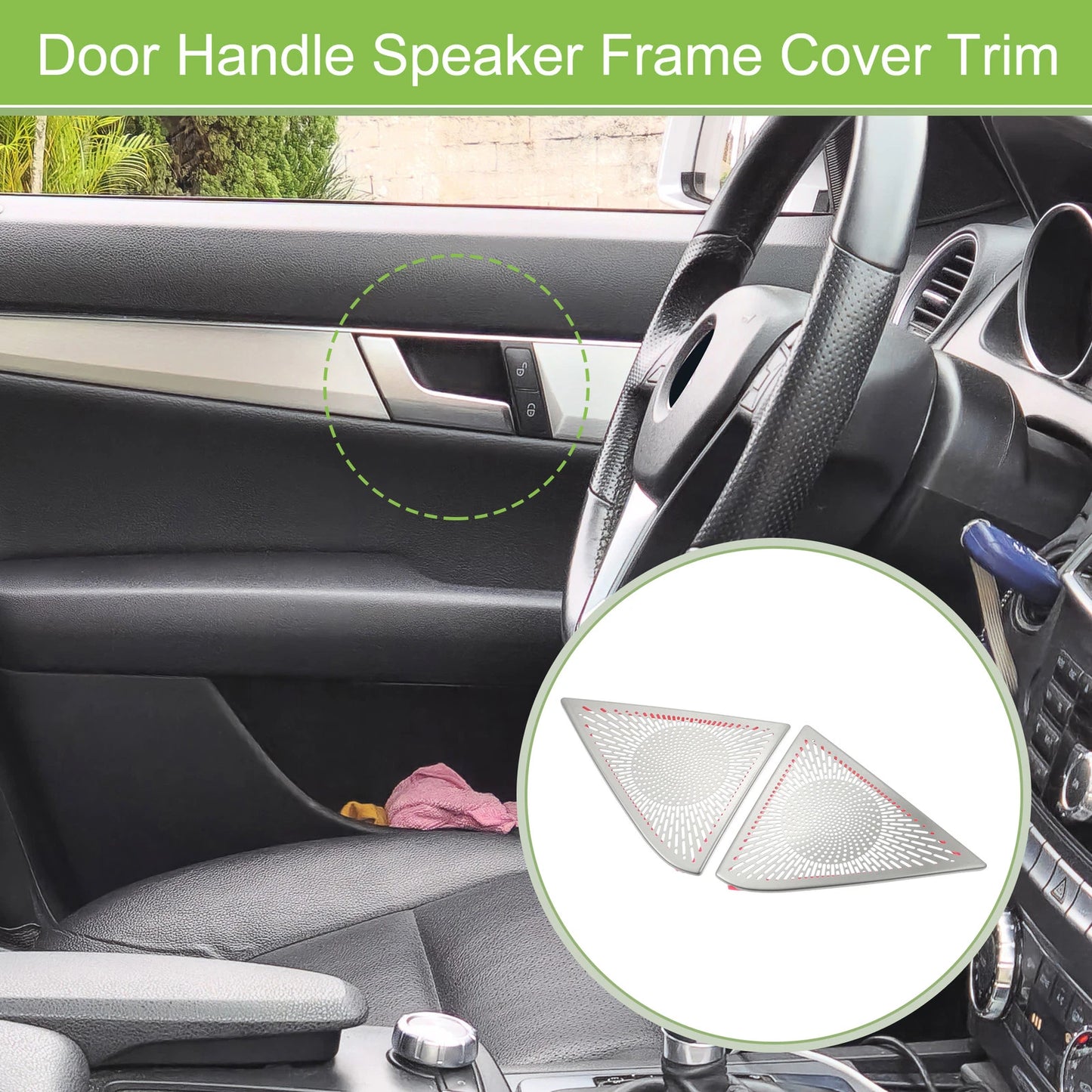 2 x Inner Door Handle Speaker Frame Covers for Mercedes Benz C Class (2007-2014)