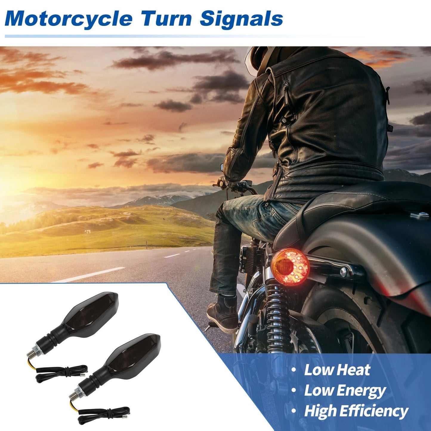 Turn Signal Assembly LED Motorcycle Blinker Yellow Black for Motorcycle