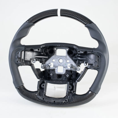 Carbon Flat Bottom Leather Steering Wheel for Ford F150 F250 F350 (15-22)