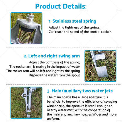 1.5" 2" Irrigation Spray Tool Sprinkler 360° Adjustable Impact for Water