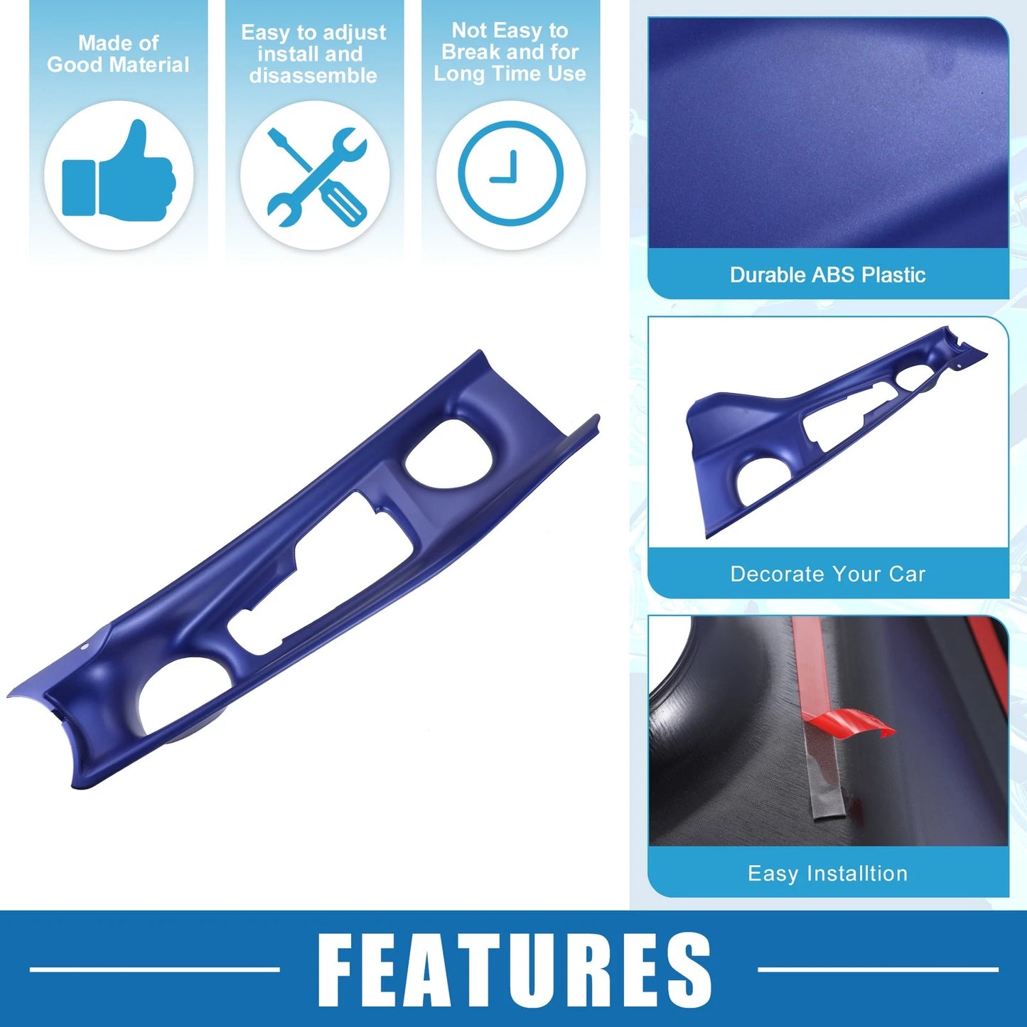 Center Console Cup Holder Panel Cover Trim Blue for Toyota CHR (2017–2021)