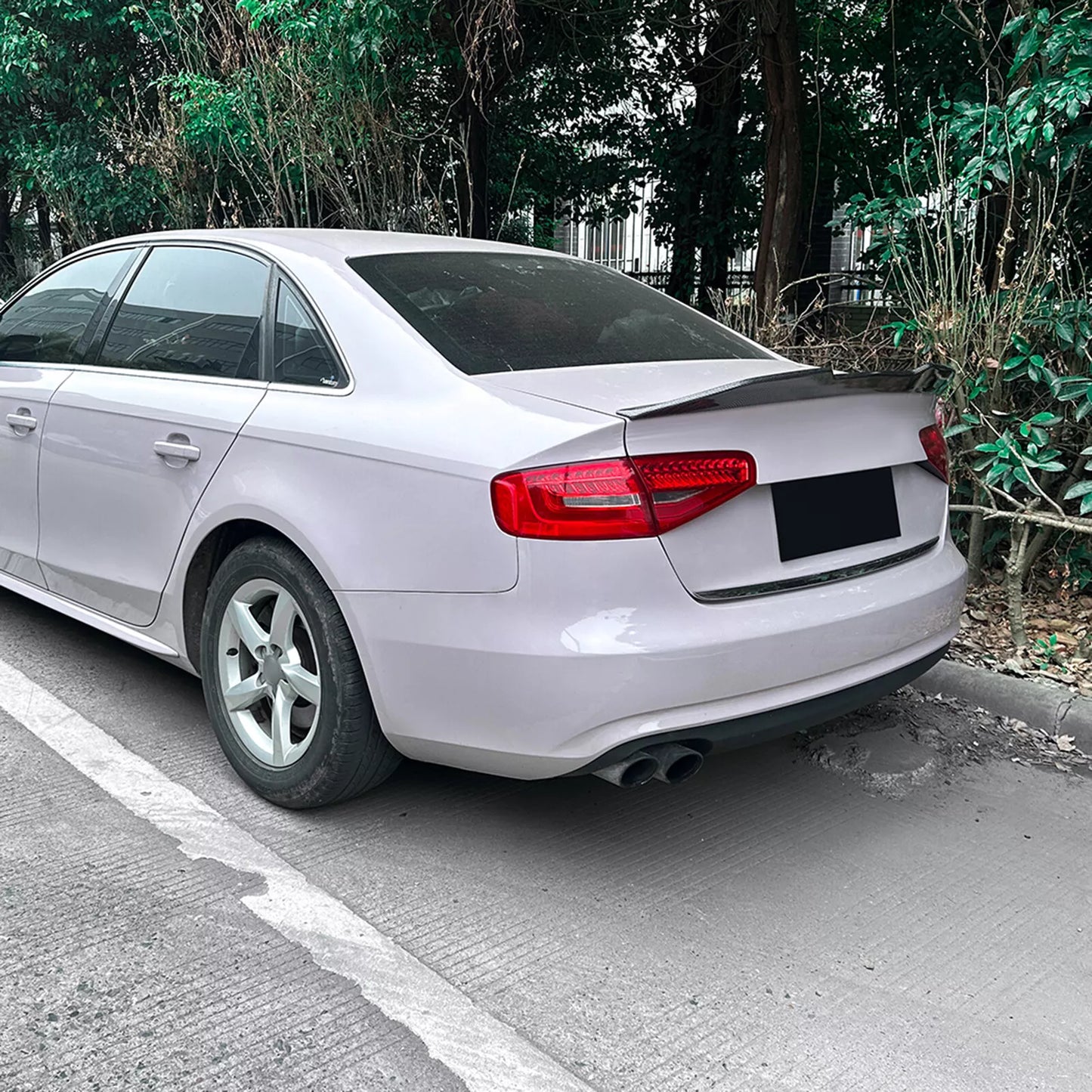 1x Carbon Look Rear Boot Spoiler Lip for Audi A4 S4 B8 (2009-2016)