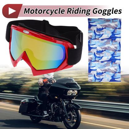 Motorcycle Riding Goggles Colorful Lens Red Frame PC TPU Cycling Sunglasses