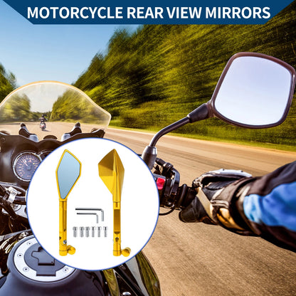 Rear View Mirror M8/M10 Prismatic Shape Gold Tone Aluminum Alloy for M8/M10