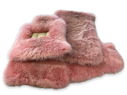 Pink Genuine Sheepskin Floor Mats for Rolls Royce Cullinan (2019-2022)