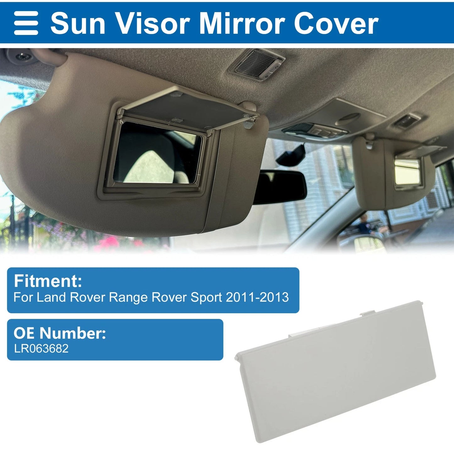 Sun Visor Mirror Cover for Land Rover Range Rover Sport (2011-2013) Gray