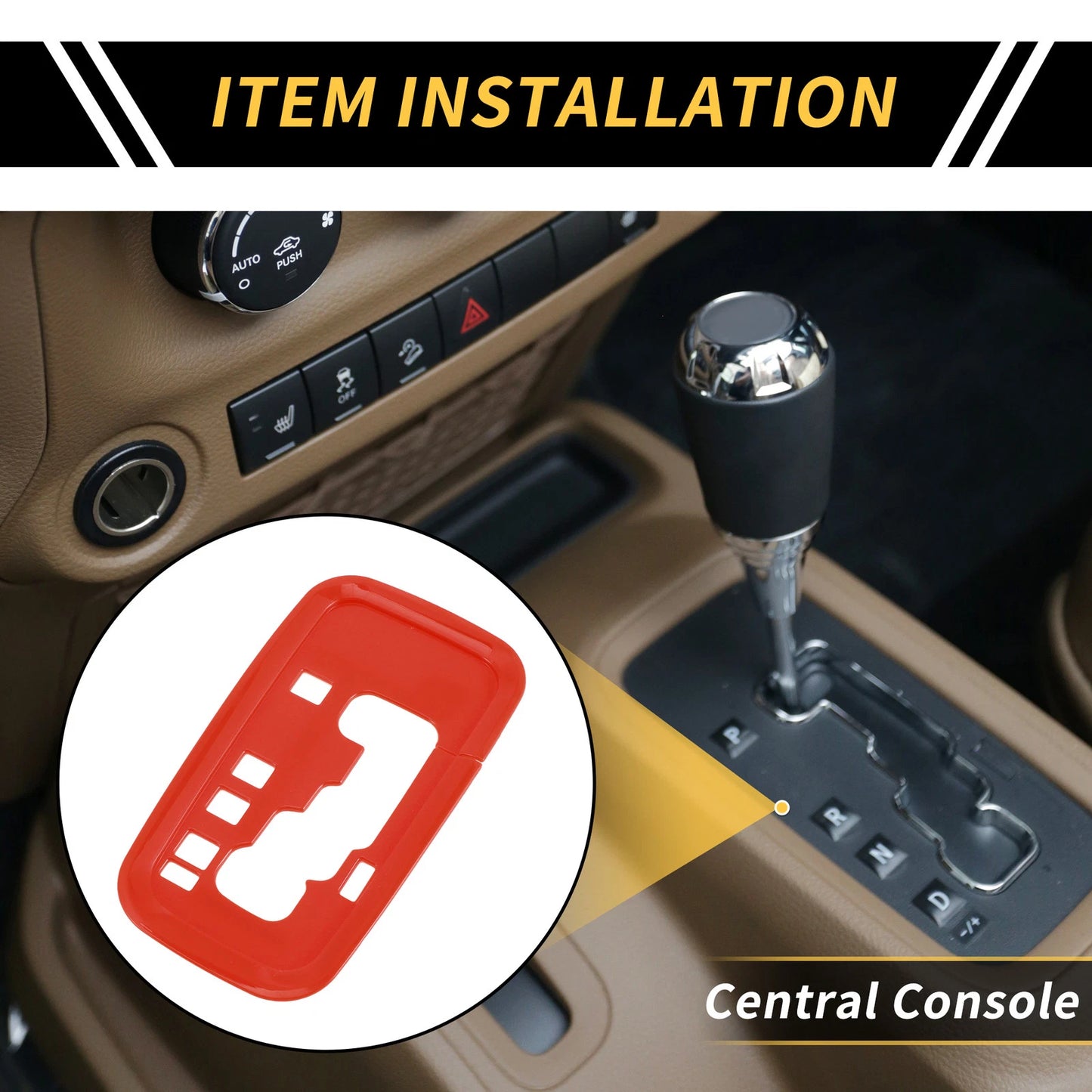 Center Console Gear Shift Frame Panel Trim for Jeep Wrangler JK (2007-2018)