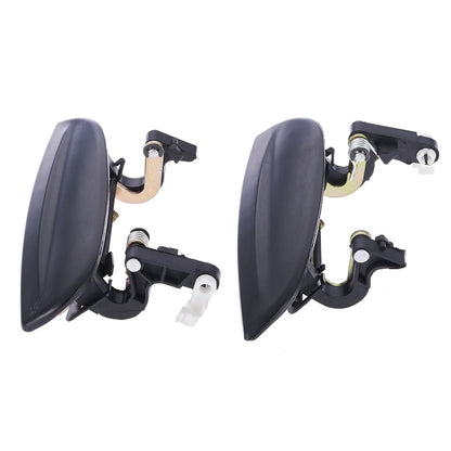 2 x Front Left & Right Outer Door Handles Smooth Black for Kia Rio (2002-2005)