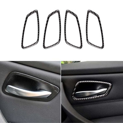 For BMW 3 Series E90 2006-2011 Carbon Fiber Interior Door Handle Bowl Trim 4pcs