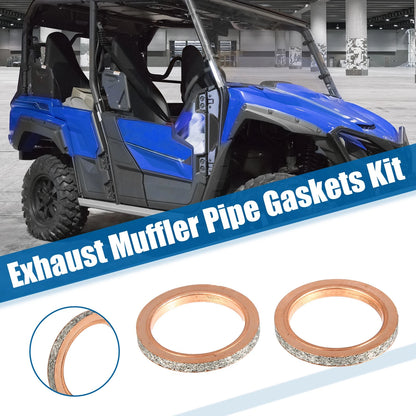2 x Exhaust Muffler Pipe Gaskets for Yamaha Rhino YXR660F 4X4 (2004–2007)