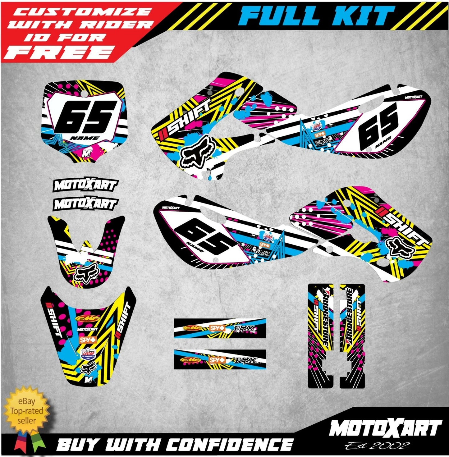 Custom Graphics Kit for Suzuki RM 65 Decals