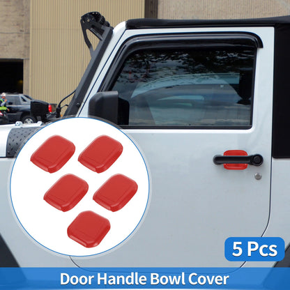 5 Pcs Door Bowl Cover Trim for Jeep Wrangler JL (2018-2022) - ABS Red