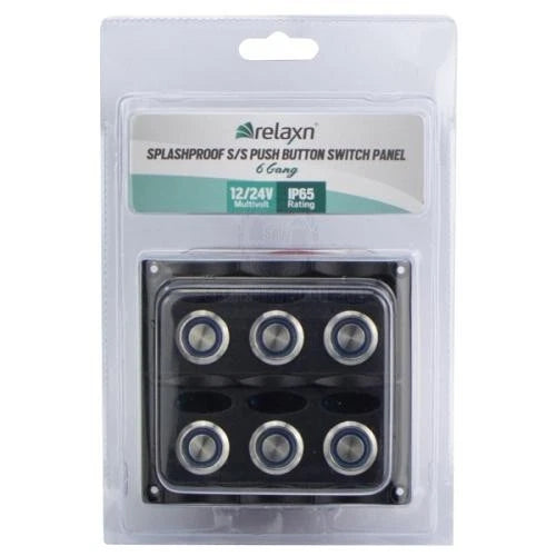 Marine Switch Panel Push Button 6 Gang Splashproof S/S with LED Indicators