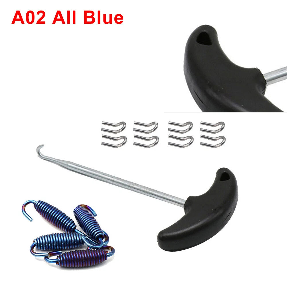 Blue Steel Exhaust Pipe Muffler Mounting Springs Hooks for Motorcycle (N/A)