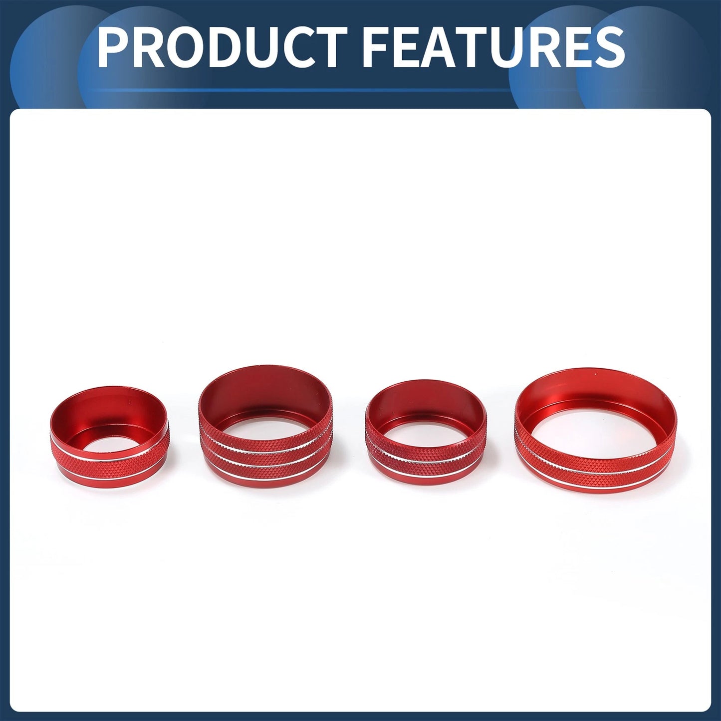 4WD Headlight Switch Knob Cover Ring Red for GMC Canyon (2015-2022) 7Pcs