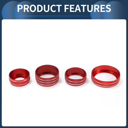4WD Headlight Switch Knob Cover Ring Red for GMC Canyon (2015-2022) 7Pcs