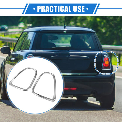 Pair Taillight Trim Rings for Mini Cooper R58 Coupe (2011-2015) Silver Tone