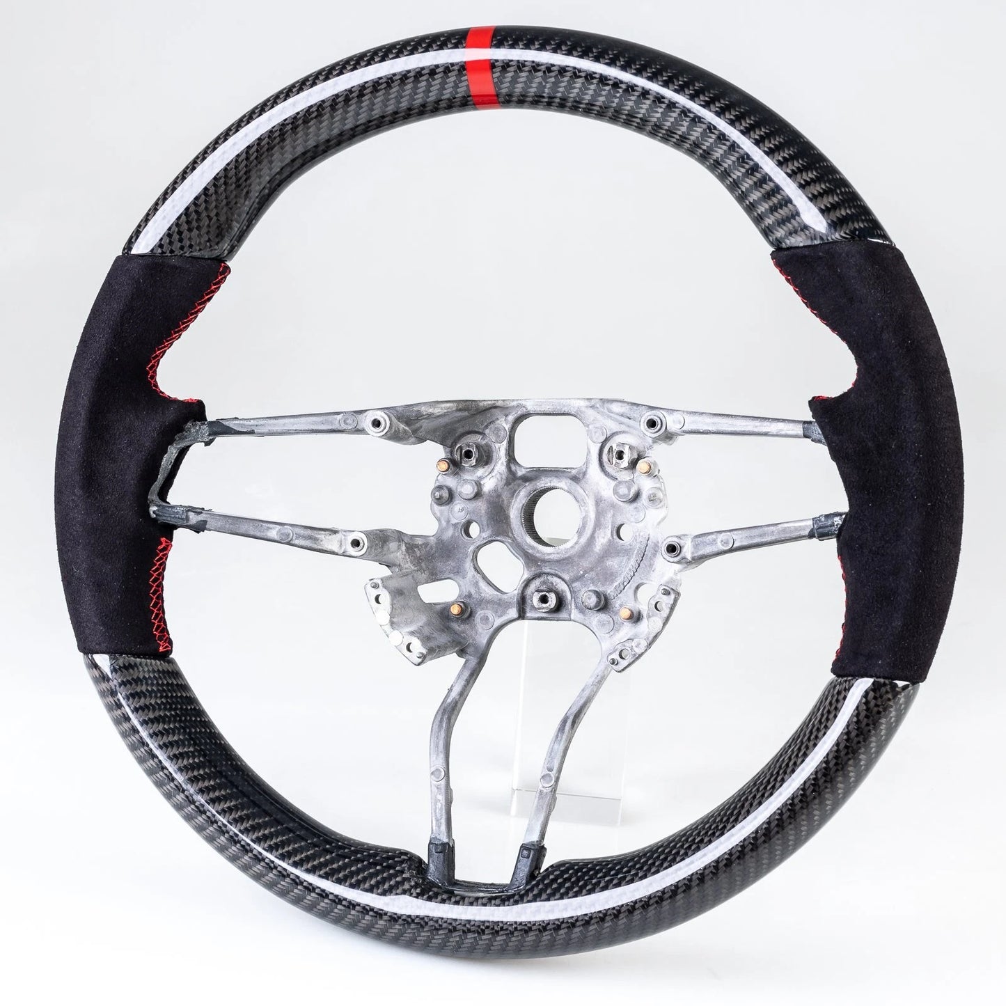 Carbon Suede Red Steering Wheel for Porsche 911, 718, Boxster, Cayman, Macan (2016-2023)