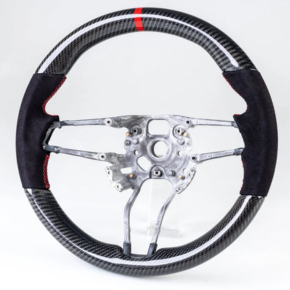 Carbon Suede Red Steering Wheel for Porsche 911, 718, Boxster, Cayman, Macan (2016-2023)