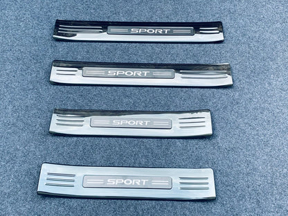 Black Titanium Door Sill Scuff Plate Cover Trim for Toyota Highlander (2020-2023)