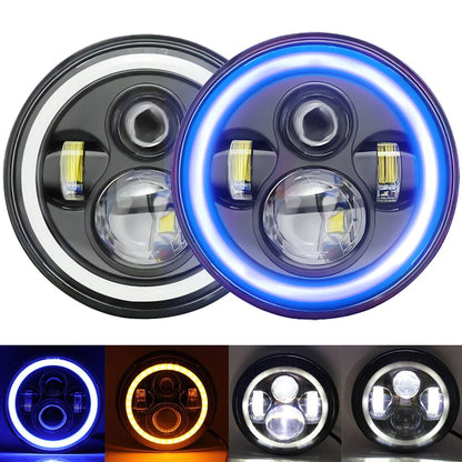 7" Tri-color LED Front Headlight Light for Jeep Wrangler Yamaha Road Star