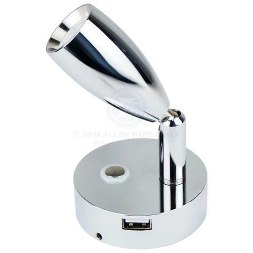 Caravan Boat Reading Bunk Lights LED Chrome Aluminum USB Port Pair