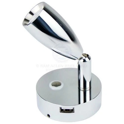 Caravan Boat Reading Bunk Lights LED Chrome Aluminum USB Port Pair