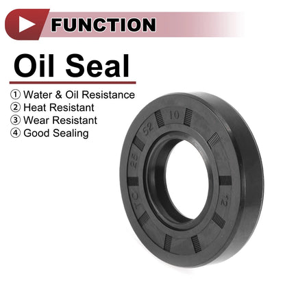 Rotary Shaft Seal / 25x52x10mm / Nitrile 70D Black 5 Pcs for Automotive